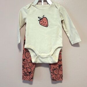 Tea Collection Strawberry Bodysuit and Leggings Set Sz 6-9 Mo